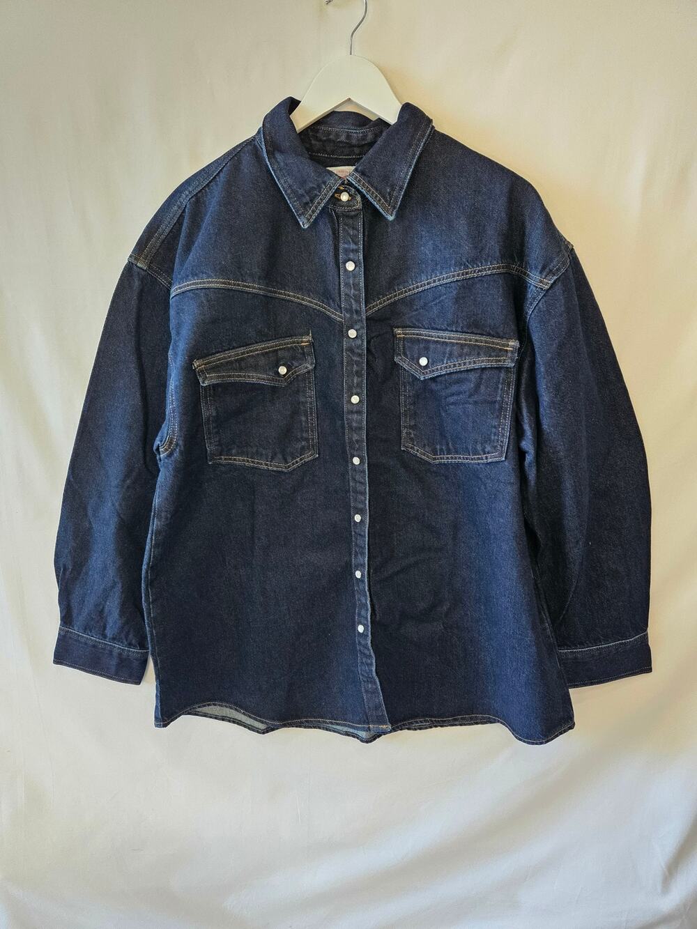 Levi's Pearl Snap Western Dark Blue Denim Shirt Large